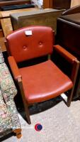 Floral upholstered high back armchair, and wood/leatherette office chair - 4