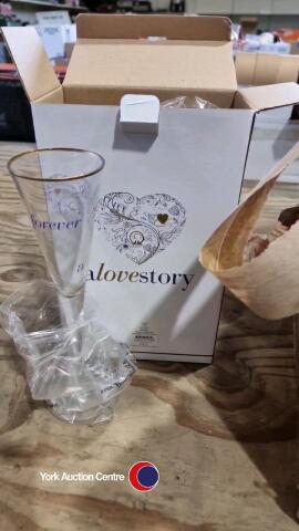 6 x pairs of love story champagne flutes