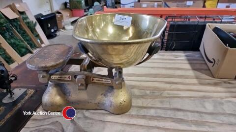 Vintage brass scales and weights