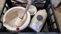 Large pestle & mortar, vintage hot water bottle, small pestle & mortar - 2