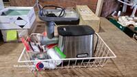 Cooks Professional mincer and sausage maker.(good working order but metal accessories discoloured by dishwasher)