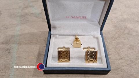 H. Samuel boxed cufflinks and tie pin