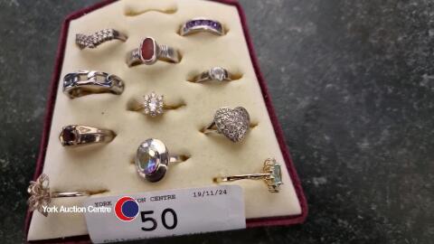 Collection of vintage silver ladies rings