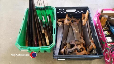 Quantity of vintage wood saws