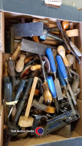 Box of vintage woodworkers tools