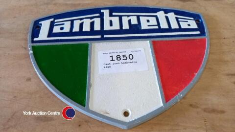 Cast iron Lambretta sign