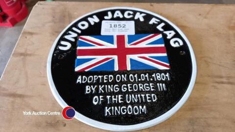 Union Jack sign cast alloy 10in diameter