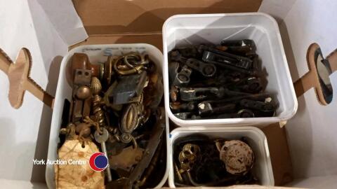 Box of brass door furniture