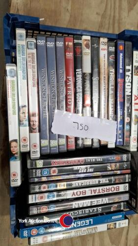 Tray of DVD's including Winston Churchill, Muhammad Ali, Tyson and boy's movies