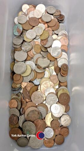 Box of old mixed coins