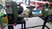 Nu-Tool NWL 37 wood turning lathe. 5-speed, 37in between centres. Comes on a stand & a bag of chisels. Good working order. - 2