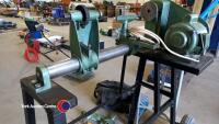 Nu-Tool NWL 37 wood turning lathe. 5-speed, 37in between centres. Comes on a stand & a bag of chisels. Good working order. - 5