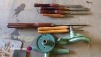 Nu-Tool NWL 37 wood turning lathe. 5-speed, 37in between centres. Comes on a stand & a bag of chisels. Good working order. - 8