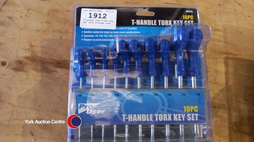 10 piece torx T bar key set with storage rack