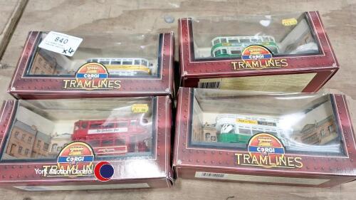 4 x boxed Corgi tramline vehicles