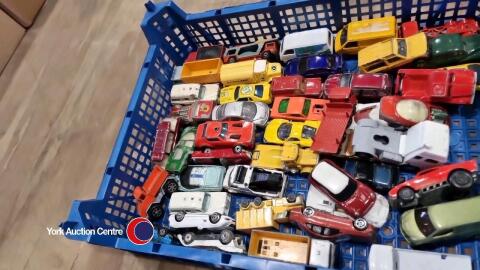 Tray of play worn toy cars