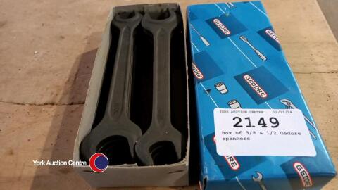 Box of 3/8 & 1/2 Gedore spanners