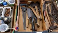 Tray of axes, sickles and cutting tools - 2