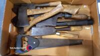 Tray of axes, sickles and cutting tools - 3