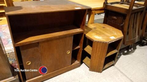 Bookcase cupboard and octagonal occasional table