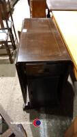 Oak drop leaf dining table with cupboard and drawers, and 4 x dining chairs - 2