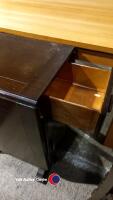 Oak drop leaf dining table with cupboard and drawers, and 4 x dining chairs - 3