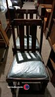 Oak drop leaf dining table with cupboard and drawers, and 4 x dining chairs - 4