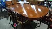 Mahogany extending dining table and 6 chairs