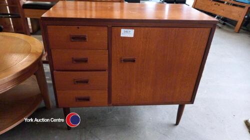 Teak sewing machine cabinet