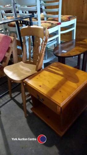 Wooden chair & bedside cabinet