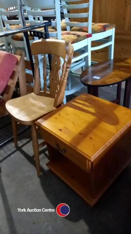 Wooden chair & bedside cabinet