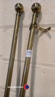 Pair of large brass curtain poles - 2