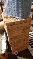 1 x wicker lined laundry basket and 2 x water lily wicker storage baskets with hinged lids - 3