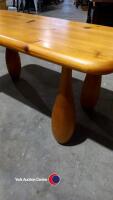 Pine coffee table with skittle shaped legs - 2