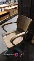 Old Industrial metal and wooden captains chair - 2