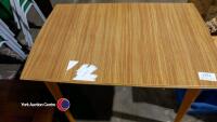 Laminate wood top kitchen table, one leg needs repair otherwise okay. - 2