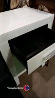 Heavy white glass bedside table or side table with drawer - 2