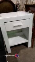 Heavy white glass bedside table or side table with drawer - 3