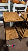 Pair of wicker and metal folding bedside or occasional tables - 2