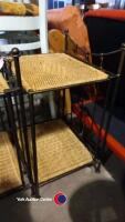 Pair of wicker and metal folding bedside or occasional tables - 3