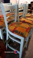 6 x painted hardwood kitchen bar stools with backs & upholstered seats - 2