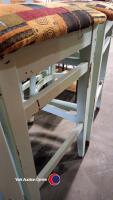 6 x painted hardwood kitchen bar stools with backs & upholstered seats - 4