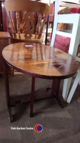 Folding inlaid oval coffee table