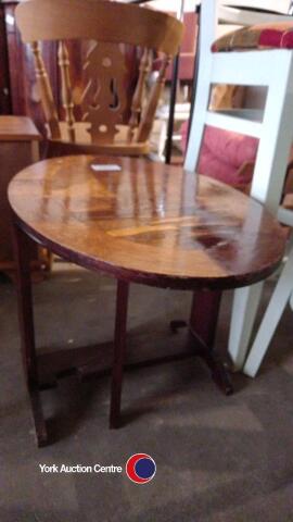 Folding inlaid oval coffee table