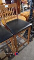 Pair of wooden high back bar stools - 2