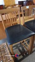 Pair of wooden high back bar stools - 3