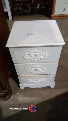 Small white bedside drawers