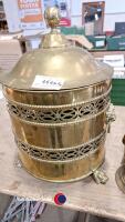 Brass coat scuttle and brass fireside companion set - 2