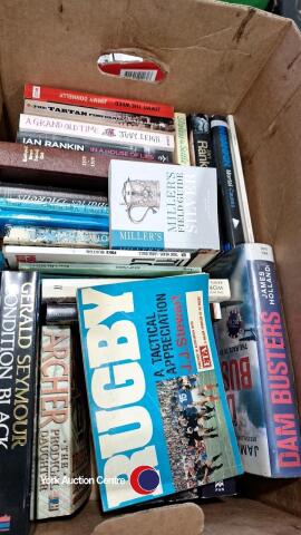 Hard and paperback books including Ian Rankin, Gerald Seymour, Dam Busters, Jeffery Archer