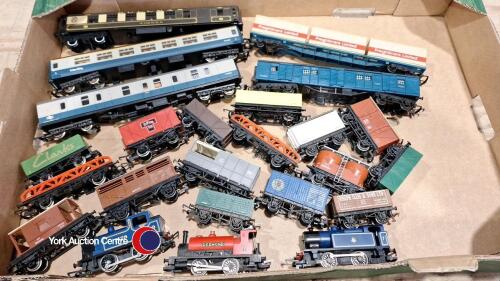 Box of model railways trains and rolling stock